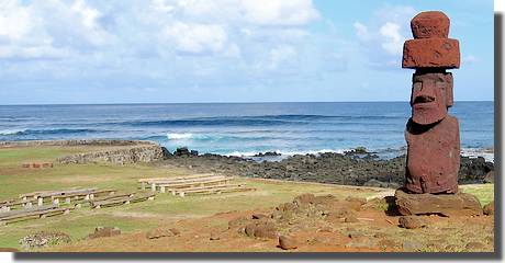 Moai und Picknickplatz beim Poko